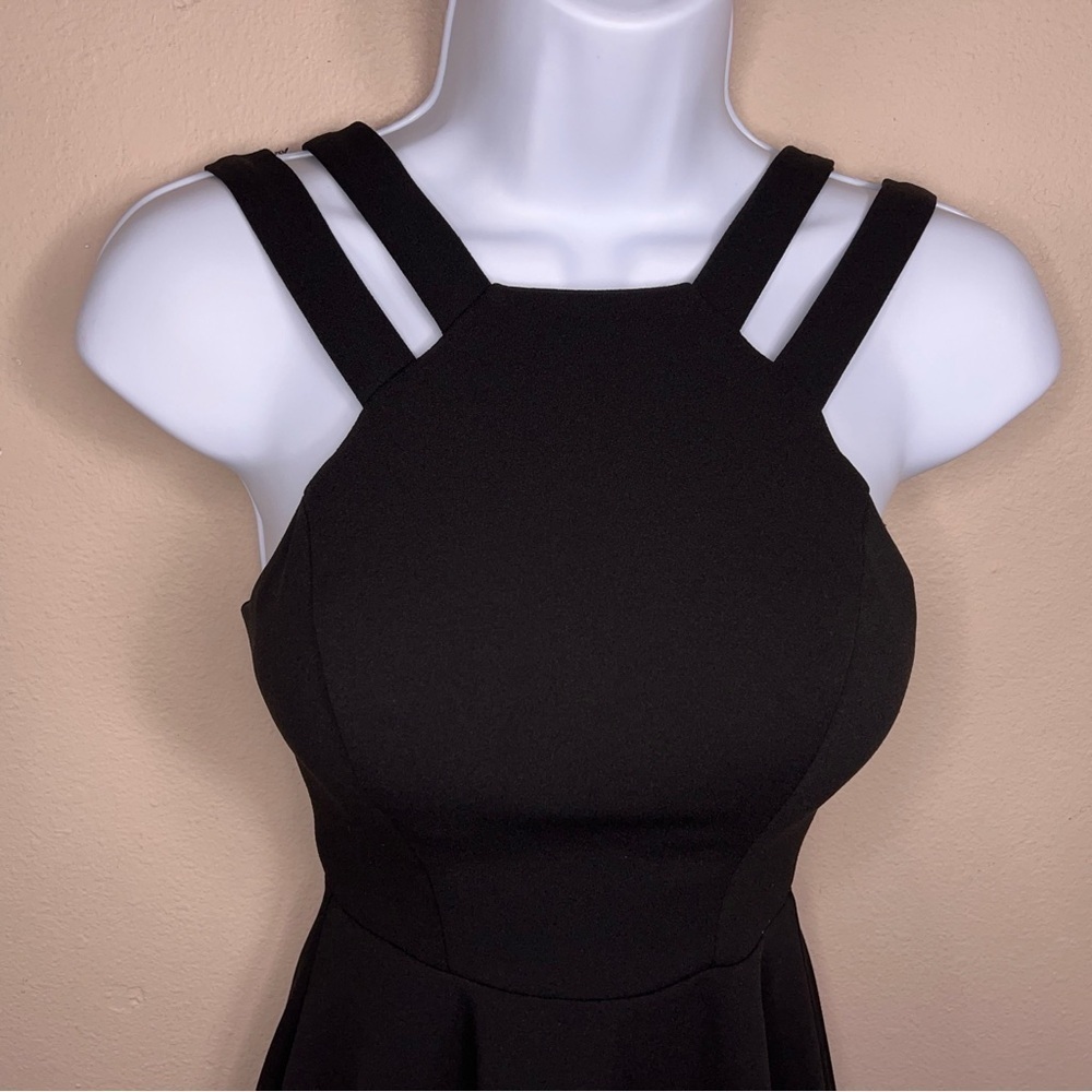 SIZE 0 Y2k ERA B SMART BLACK FIT FLARE EVENT DRESS FORMAL PARTY GOTH SLEEVELESS - Picture 6 of 12